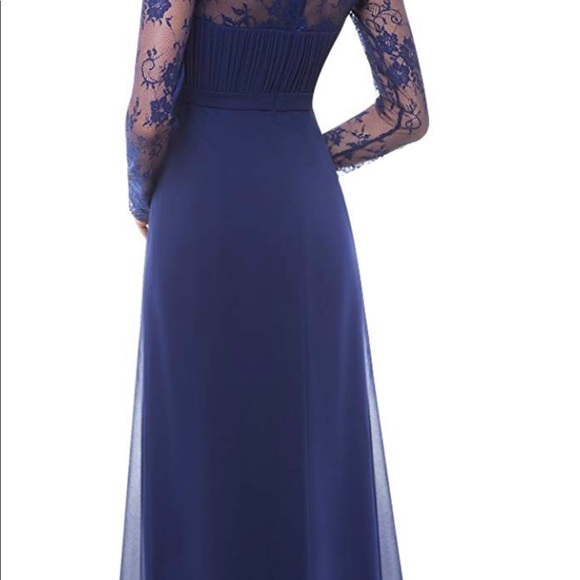 Navy blue long sleeved gown. - Picture 3 of 3